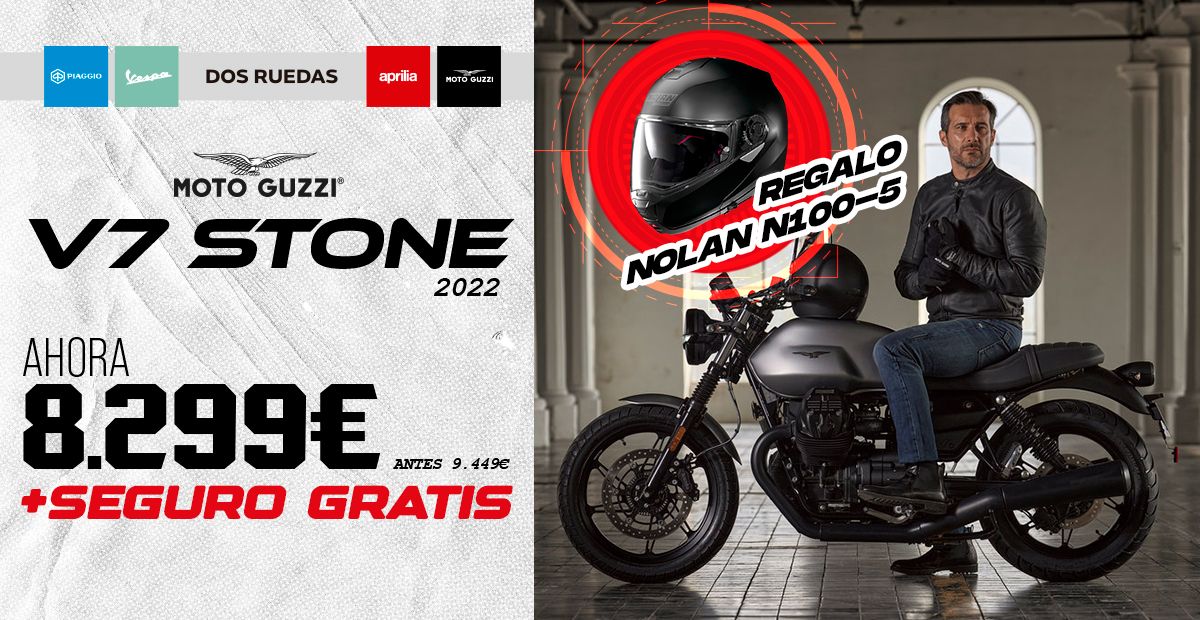 Moto Guzzi V7 Stone 2022 por tan solo 8.299€ con seguro y casco de regalo