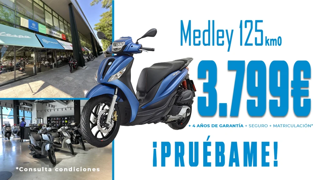 Ahora puedes hacerte con la Piaggio Medley desde 3.799€, ¡con matrícula* y seguro incluidos de forma GRATUITA!